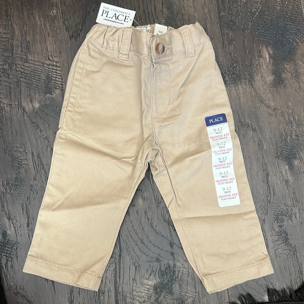 The Children’s place boys size 9-12 months skinny fit khaki pants nwt